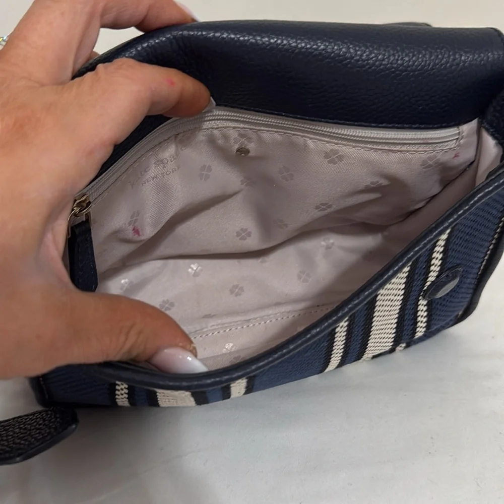 Kate spade Navy & cream leather & canvas crossbody bag